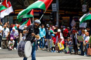 Man playing drums, Melbourne.