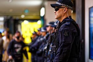 Police at the Melbourne Central Shopping Centre.