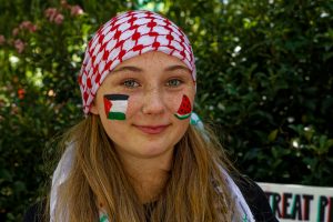 Showing support for Palestinians in Gaza at a Melbourne ceasefire now rally.