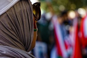 Showing support for Palestinians in Gaza at a Melbourne ceasefire now rally.