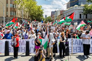 Ceasefire now rally outside Parliament house, Melbourne.