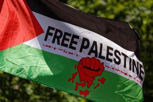 Free Palestine flag State Library, Melbourne.