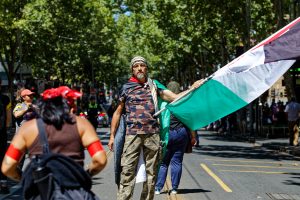 Man preparing to march.