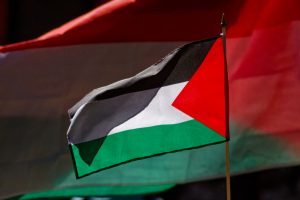 The flag of Palestine.