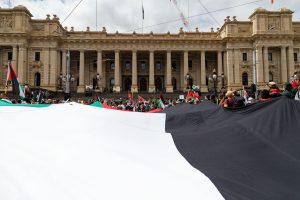 The flag of Palestine at Victorian Parliament House.