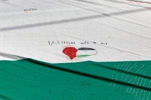 The giant Palestinian flag at #CeasefireNOW rallies, Naarm (Melbourne).