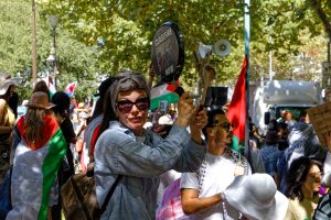 Pots and pans symbolise Israel's use of starvation as a weapon of war.